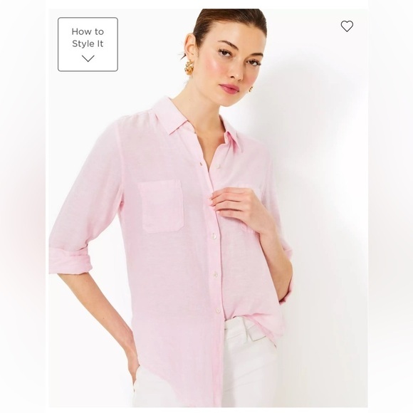 Lilly Pulitzer Sea View Linen Button Down Top NWT - Picture 1 of 16